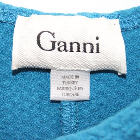 Ganni Teal Sleeveless Peplum Tank Ribbed Size Small - Picture 2 of 3